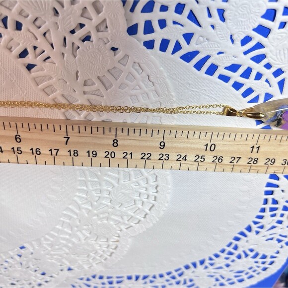 Colorful Dried Flower Resin Pendant Necklace Artisan Made NWT 20" Chain - Picture 4 of 5